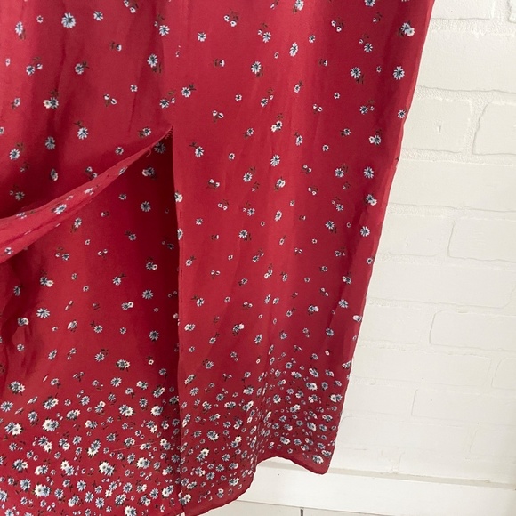 Vintage 90s Maxi dress Empire waist Sleeveless Floral Dark Red Burgundy Sz 13 - Picture 14 of 14